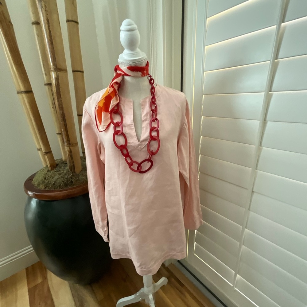 Ralph Lauren Light Peach Linen V-Neck Tunic